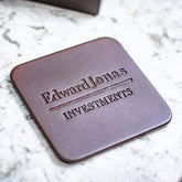 Chocolate Brown Leatherette Coaster, Square